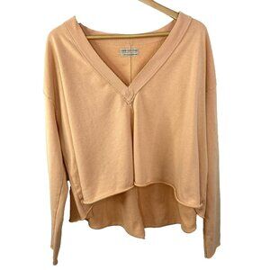 Urban Outfitters Pullover Sweatshirt Size Large Oversize Cropped V-Neck Orange